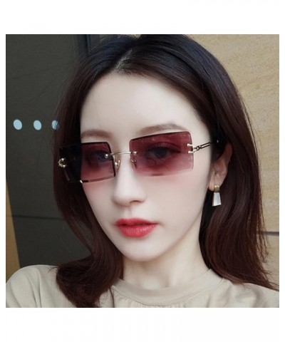 Women Square Frameless Sunglasses Outdoor Vacation Street Fashion Sunglasses (Color : C, Size : 1) 1 K $11.68 Designer