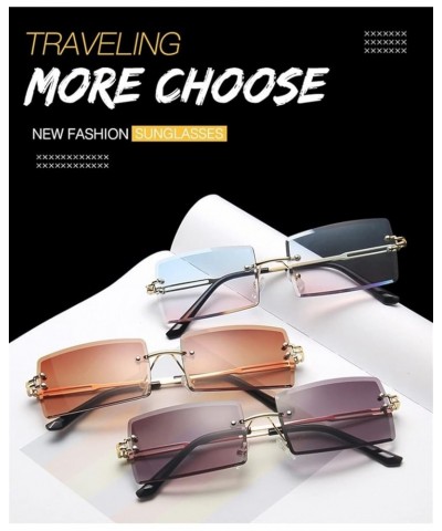 Women Square Frameless Sunglasses Outdoor Vacation Street Fashion Sunglasses (Color : C, Size : 1) 1 K $11.68 Designer