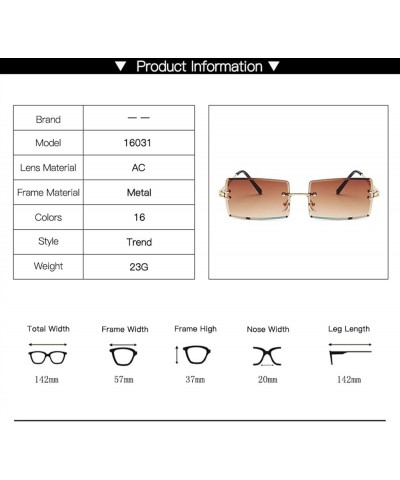 Women Square Frameless Sunglasses Outdoor Vacation Street Fashion Sunglasses (Color : C, Size : 1) 1 K $11.68 Designer