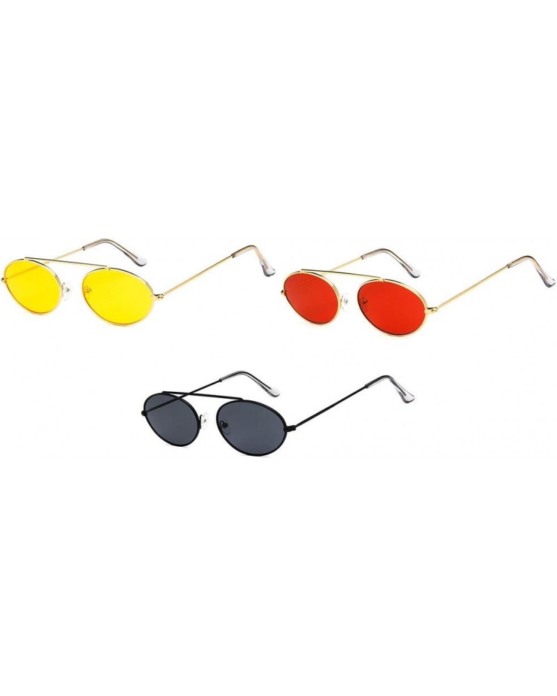 Vintage Slender Oval Sunglasses Small Metal Frame Candy Colors 3mix $9.27 Oval