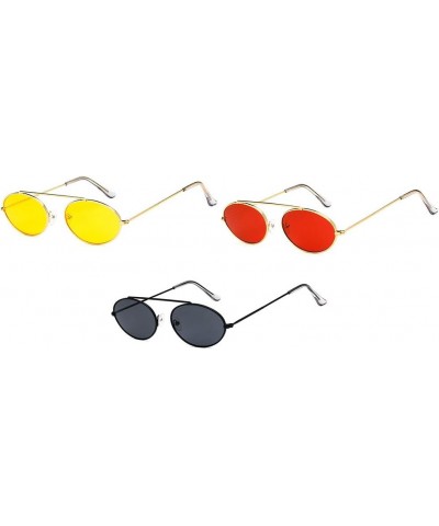 Vintage Slender Oval Sunglasses Small Metal Frame Candy Colors 3mix $9.27 Oval