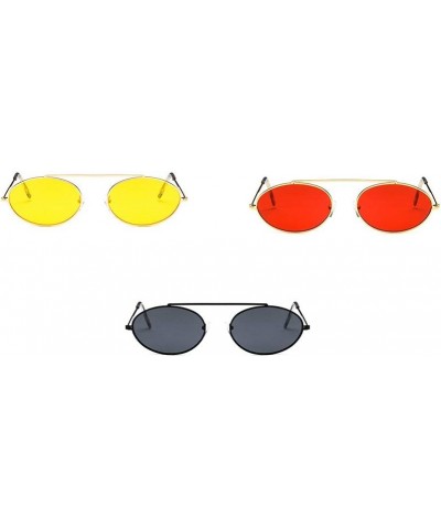 Vintage Slender Oval Sunglasses Small Metal Frame Candy Colors 3mix $9.27 Oval