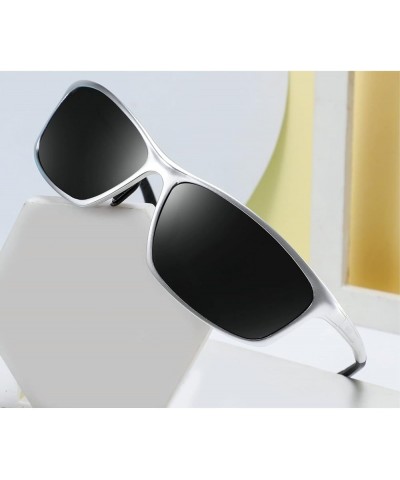 Polarized Sports Sunglasses for Men Women Running Cycling Fishing Golf Driving Aluminum Magnesium Sun Glasses Silver&gray $9....