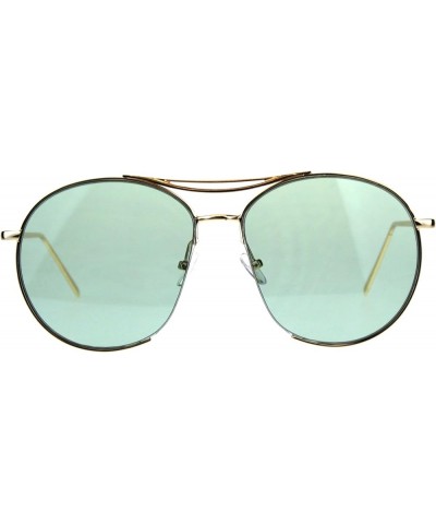 Exposed Lens Luxury Metal Rim Oceanic Round Designer Pilots Sunglasses Green $11.97 Pilot