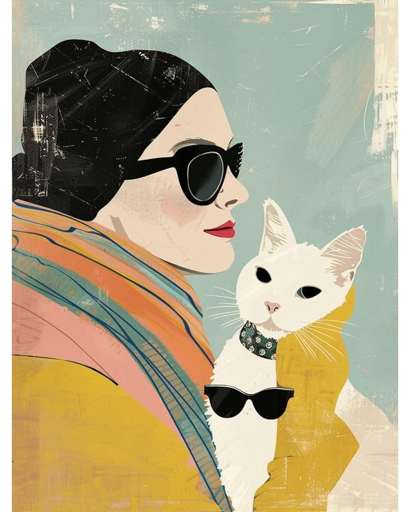 Illustration of a Woman with Black Sunglasses Poster UNFRAMED. Medium 9" x 12" F01821-Multi9 18" x 24" Multi $10.79 Rectangular