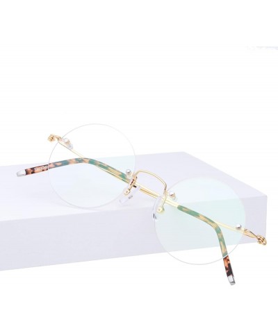 46mm Round Rimless Pure Titanium Reading Glasses for Men Polycarbonate Single Vision UV400 Coating Eyeglasses Reader-Gold||Pl...