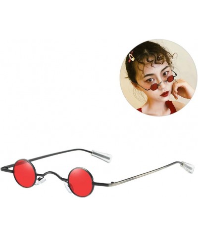 Small Round Frame Sunglasses Creative Eyeglasses Decorative Party Glasses Beach Eyewear for Men Women (Black) Red $9.30 Round