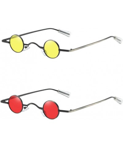 Small Round Frame Sunglasses Creative Eyeglasses Decorative Party Glasses Beach Eyewear for Men Women (Black) Red $9.30 Round