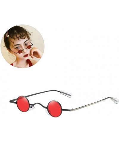 Small Round Frame Sunglasses Creative Eyeglasses Decorative Party Glasses Beach Eyewear for Men Women (Black) Red $9.30 Round