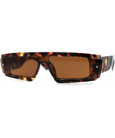 Womens Mod Flat Top Narrow Shield Exposed Side Lens Sunglasses Tortoise Brown $10.10 Rectangular