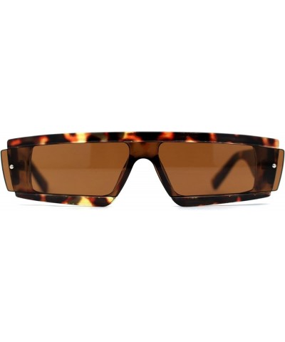 Womens Mod Flat Top Narrow Shield Exposed Side Lens Sunglasses Tortoise Brown $10.10 Rectangular