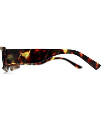 Womens Mod Flat Top Narrow Shield Exposed Side Lens Sunglasses Tortoise Brown $10.10 Rectangular