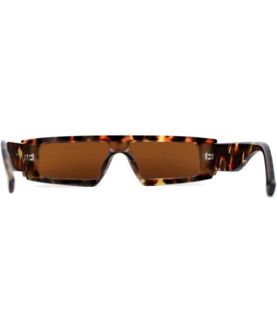 Womens Mod Flat Top Narrow Shield Exposed Side Lens Sunglasses Tortoise Brown $10.10 Rectangular