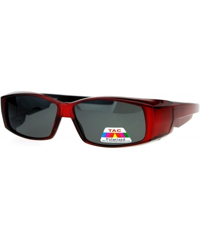 Unisex Polarized Rectangular 55mm Over the Glasses Fit Over Sunglasses Red $10.59 Rectangular