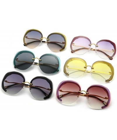 Unique Oversized Rimless Round Women Sunglasses Fashion Clear Ocean Gradient Lens Shades UV400 Trending Men Sun Glasses Green...