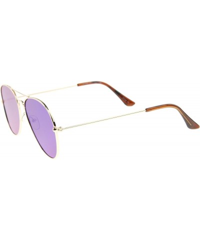 Classic Double Bridge Colored Mirror Flat Lens Aviator Sunglasses 55mm Gold / Green Mirror $9.27 Designer