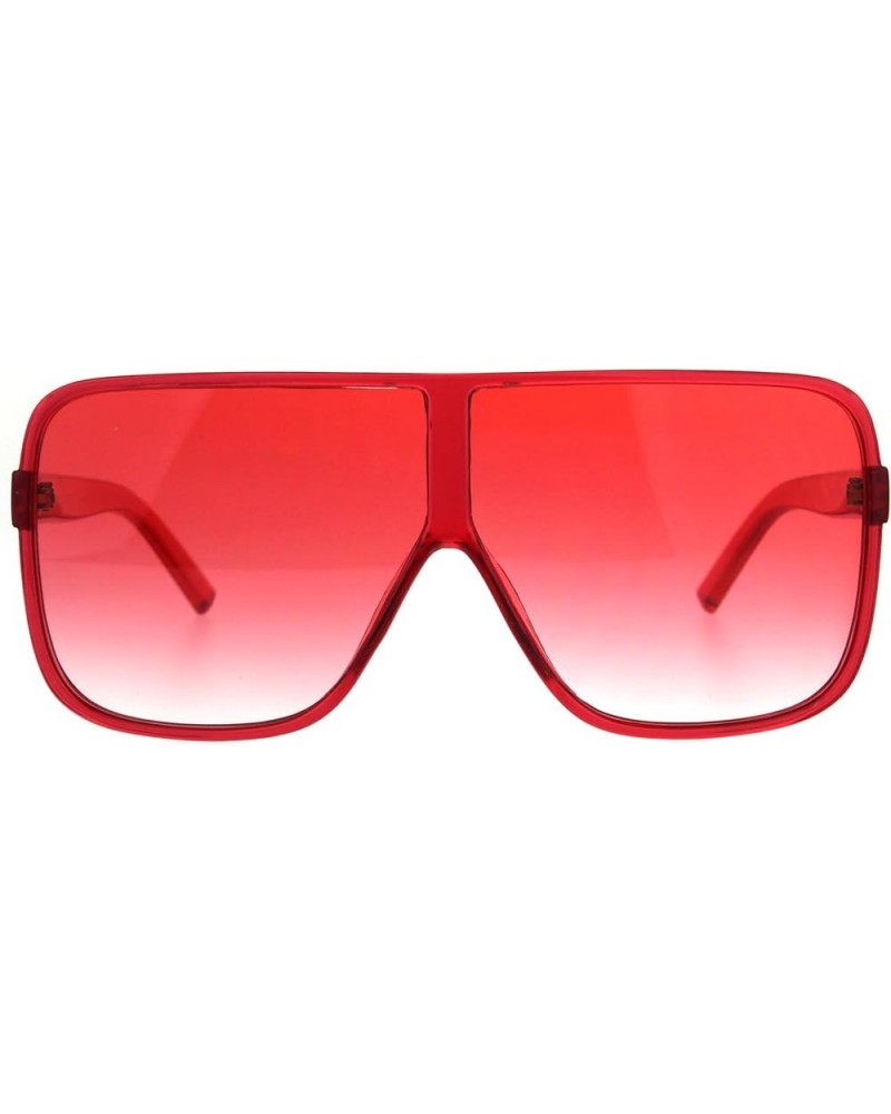 Womens Super Oversized Fashion Sunglasses Flat Top Square Translucent Frame Red $10.04 Oversized