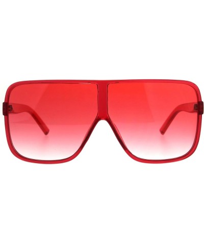 Womens Super Oversized Fashion Sunglasses Flat Top Square Translucent Frame Red $10.04 Oversized