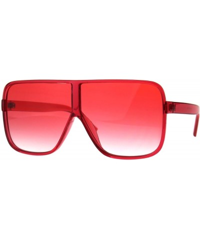 Womens Super Oversized Fashion Sunglasses Flat Top Square Translucent Frame Red $10.04 Oversized