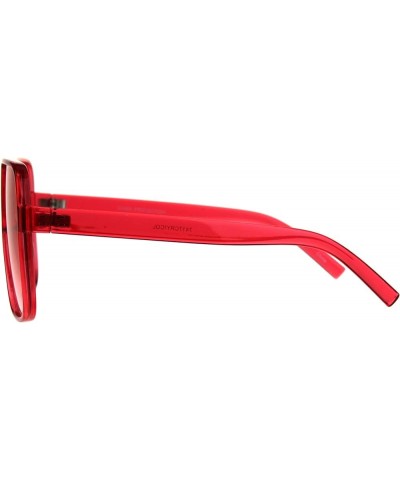 Womens Super Oversized Fashion Sunglasses Flat Top Square Translucent Frame Red $10.04 Oversized