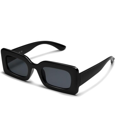 Retro 90s Nude Rectangle Sunglasses Womens Mens Trendy Chunky Glasses Black $11.20 Wayfarer