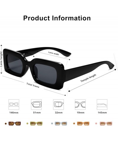 Retro 90s Nude Rectangle Sunglasses Womens Mens Trendy Chunky Glasses Black $11.20 Wayfarer