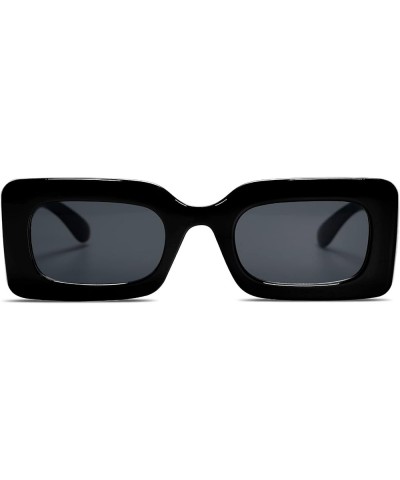 Retro 90s Nude Rectangle Sunglasses Womens Mens Trendy Chunky Glasses Black $11.20 Wayfarer