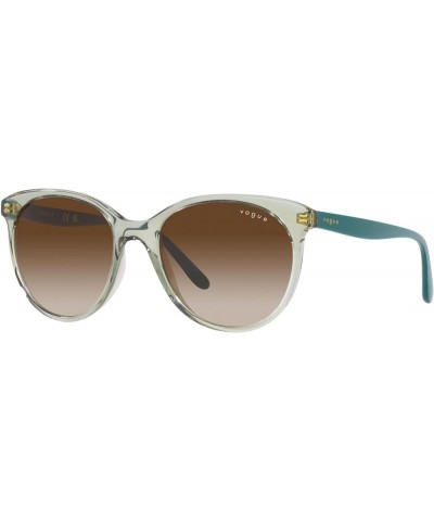 Women's Vo5453s Round Sunglasses Transparent Light Green $27.11 Round