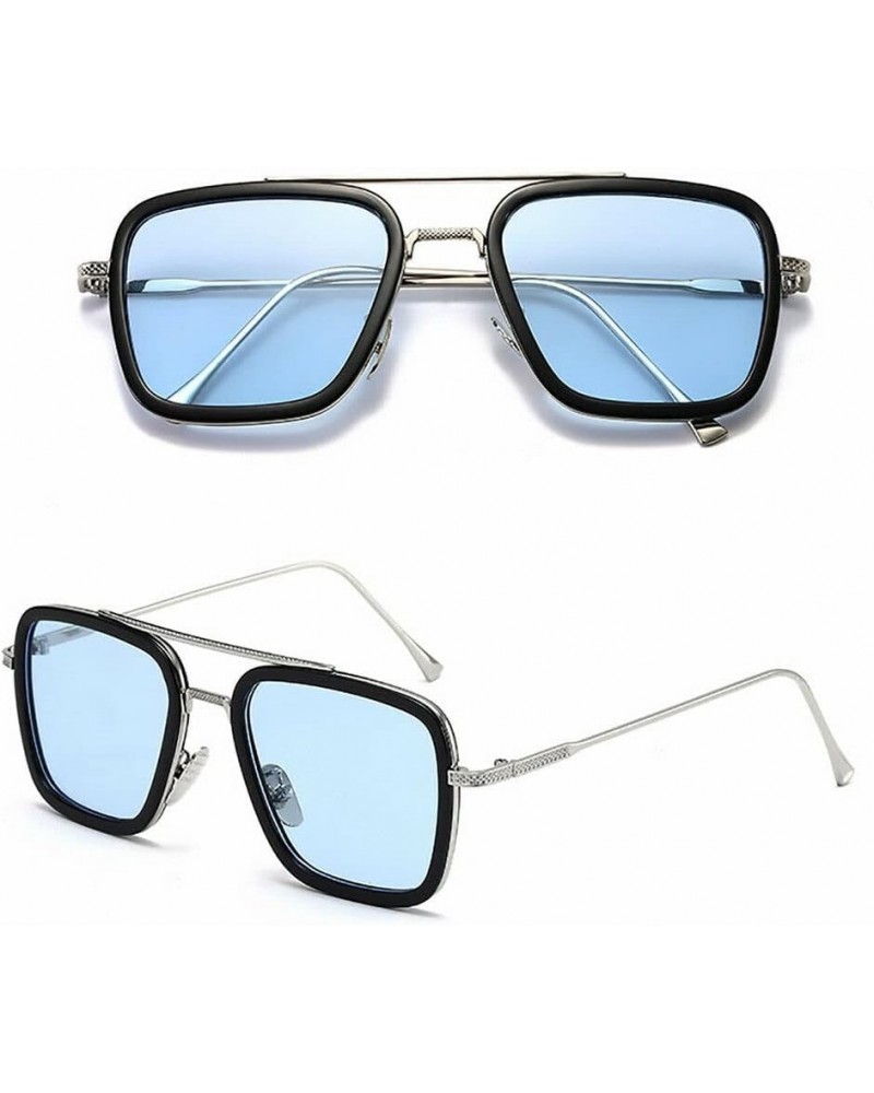 Tony Stark Sunglasses Vintage Square Metal Frame Eyeglasses for Men Women - Iron Man and Spider-Man Sun Glasses $10.79 Square