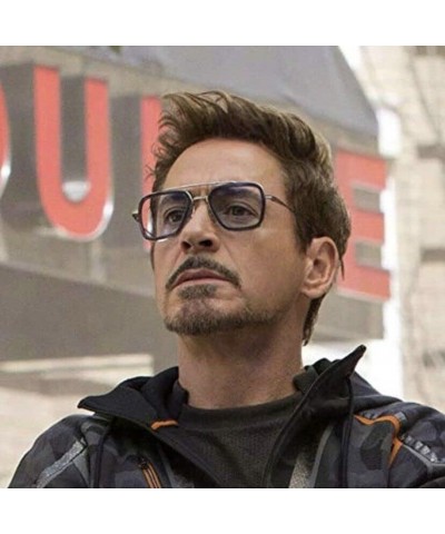 Tony Stark Sunglasses Vintage Square Metal Frame Eyeglasses for Men Women - Iron Man and Spider-Man Sun Glasses $10.79 Square