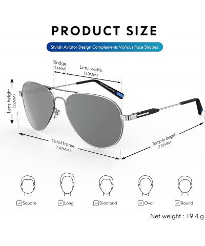 Aviator Sunglasses for Men Women Polarized Retro Vintage Shades, Mirrored for Driving, UV Protection Silver/ Mirrored Lens $1...