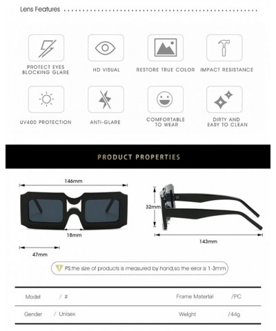 Square Frame Fashion Sunglasses for Men and Women. (Color : 7, Size : 1) 1 3 $12.37 Designer