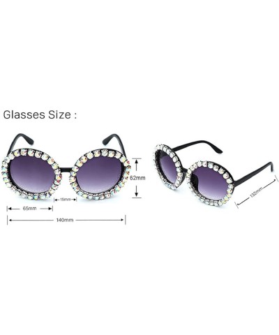 Fashion Sparkling Rhinestone Sunglasses Sunglasses Womens Crystal Diamond Sunglasses Retro Ladies Bling Round Eyewear Black&g...