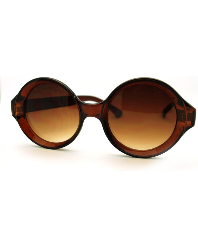 Unique Caved in Frame Circle Round Sunglasses Womens Fashion Brown brown $8.37 Round