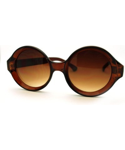 Unique Caved in Frame Circle Round Sunglasses Womens Fashion Brown brown $8.37 Round