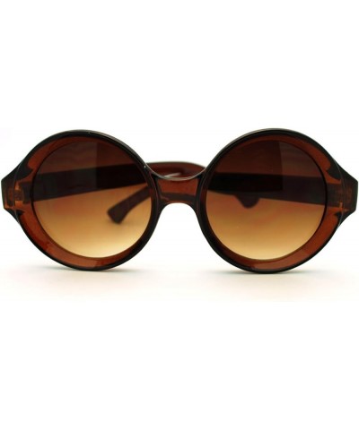 Unique Caved in Frame Circle Round Sunglasses Womens Fashion Brown brown $8.37 Round