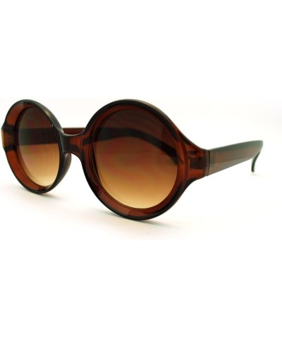 Unique Caved in Frame Circle Round Sunglasses Womens Fashion Brown brown $8.37 Round