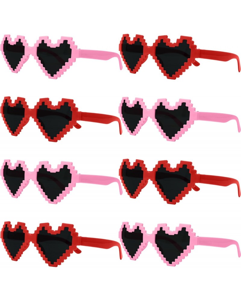 KatchOn, Plastic Pink and Red Heart Glasses - 8PCS, No DIY | Pink Heart Sunglasses for Women | Trendy Cat Eye Love Heart Shap...