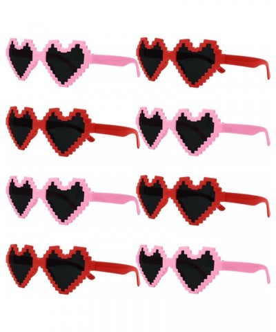 KatchOn, Plastic Pink and Red Heart Glasses - 8PCS, No DIY | Pink Heart Sunglasses for Women | Trendy Cat Eye Love Heart Shap...