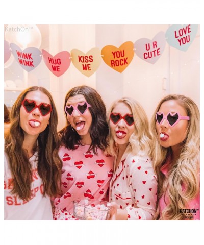 KatchOn, Plastic Pink and Red Heart Glasses - 8PCS, No DIY | Pink Heart Sunglasses for Women | Trendy Cat Eye Love Heart Shap...