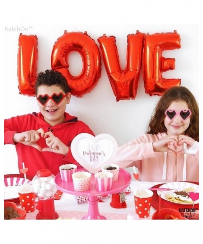 KatchOn, Plastic Pink and Red Heart Glasses - 8PCS, No DIY | Pink Heart Sunglasses for Women | Trendy Cat Eye Love Heart Shap...