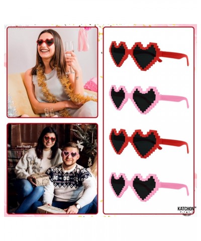 KatchOn, Plastic Pink and Red Heart Glasses - 8PCS, No DIY | Pink Heart Sunglasses for Women | Trendy Cat Eye Love Heart Shap...