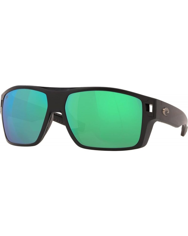 mens Diego Rectangular Sunglasses Matte Black/Green Mirrored Polarized-580g $108.86 Designer