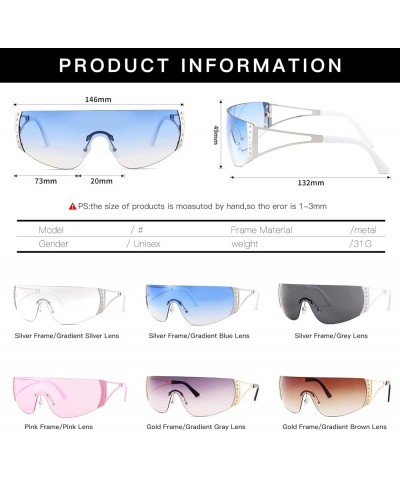 Wrap Around Y2K Sunglasses Futuristic Rimless Sunglasses for Women… A5-silver Frame/Gradient Blue Lens $6.37 Shield