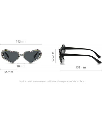 Sparkling Rhinestone Sunglasses Cute Heart Shaped Sunglasses for Women Colorful Crystal Diamond Sun Glasses Blue $9.69 Designer