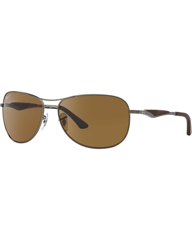 Men's RB3519 Aviator Sunglasses Matte Gunmetal/Brown Polarized $36.98 Aviator