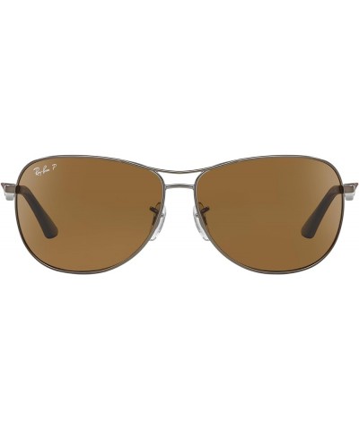 Men's RB3519 Aviator Sunglasses Matte Gunmetal/Brown Polarized $36.98 Aviator