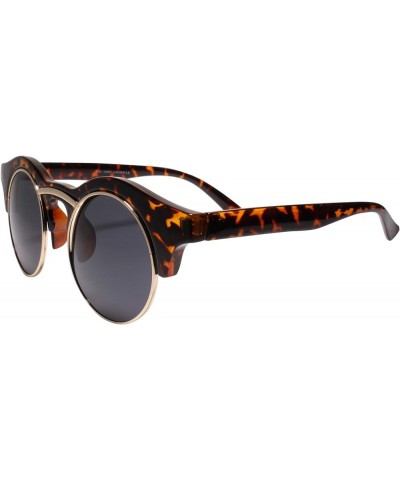 Vintage Inspired Classic Half Frame Semi-Rimless Round Circle Sunglasses Tortoise $10.06 Round