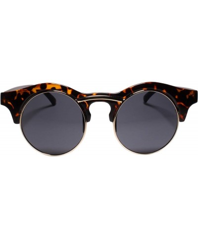 Vintage Inspired Classic Half Frame Semi-Rimless Round Circle Sunglasses Tortoise $10.06 Round