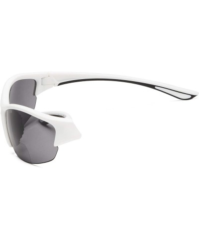 Half-Frame Sports Bifocal Sunglasses Reading Sunglasses White Frame/Grey Lens $9.60 Rectangular